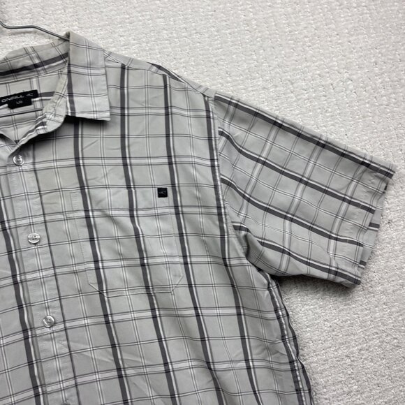 Y2K Oneill Shirt Men L GreyBlack Plaid Short Sleeve Button Up Surf Skate Casual - Picture 4 of 15